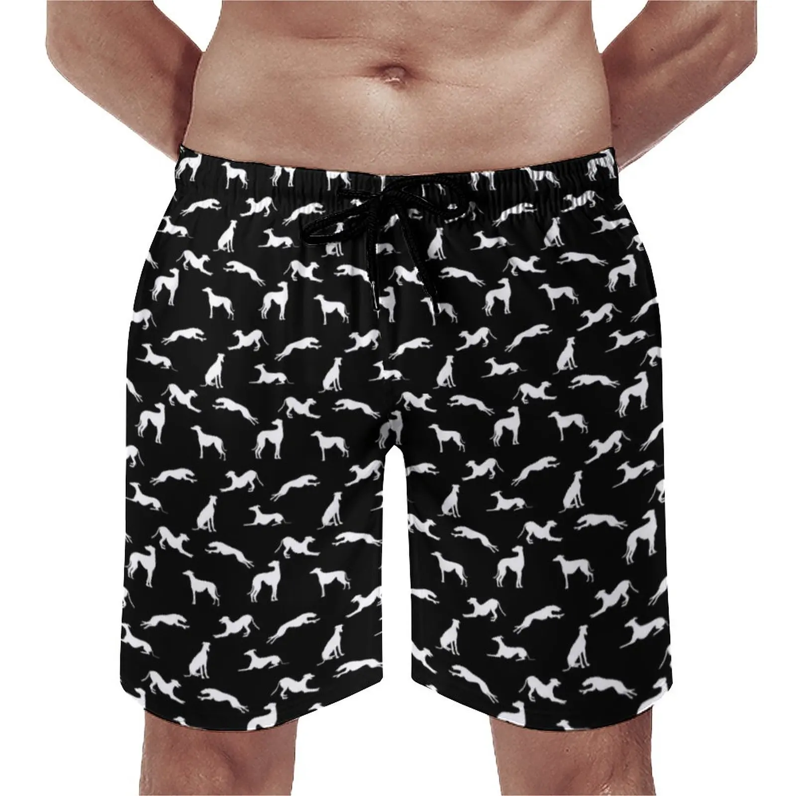

Animal Silhouette Board Shorts Summer Greyt Greyhound Running Beach Shorts Comfortable Vintage Pattern Oversize Swimming Trunks