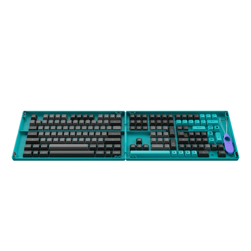 Akko Black &amp Cyan 197-клавиши ASA профиль Набор колпачков клавиш PBT Double-shot Полный с