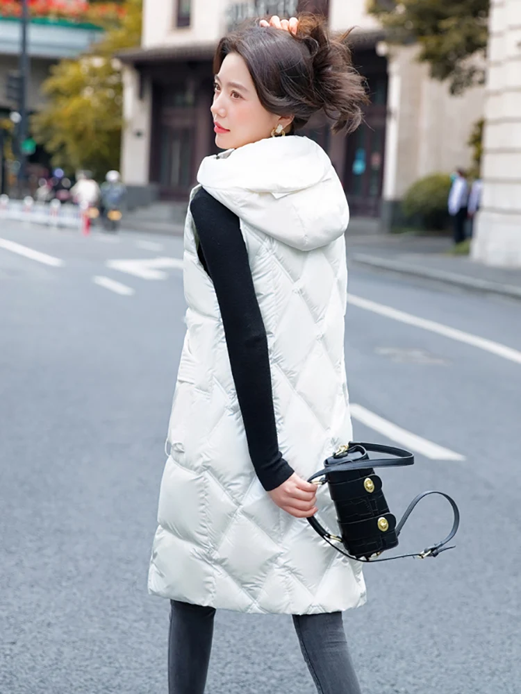 AOSSVIAO Autumn Winter Cotton Vest Women Ladies Casual Waistcoat Female Sleeveless Long Vest Jacket Slim Fit Warm Puffer Coat