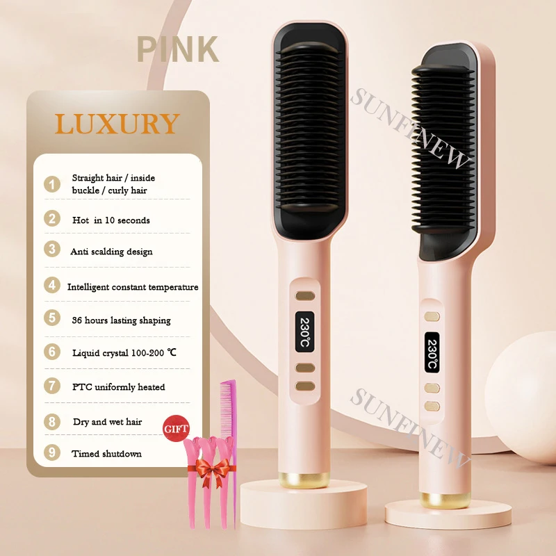 

Multifunctional Hair Comb Setting Hair Straight Curler Dual-Use Bangs Curling Rod Hair Curler Brush Straighteners Curling New