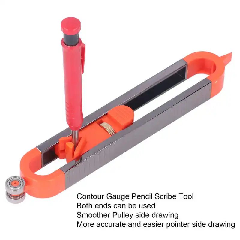 

Contour Gauge Pencil Scribe Tool Woodworking Edge Corner Measuring Outline Duplicator Set Measuring Tools