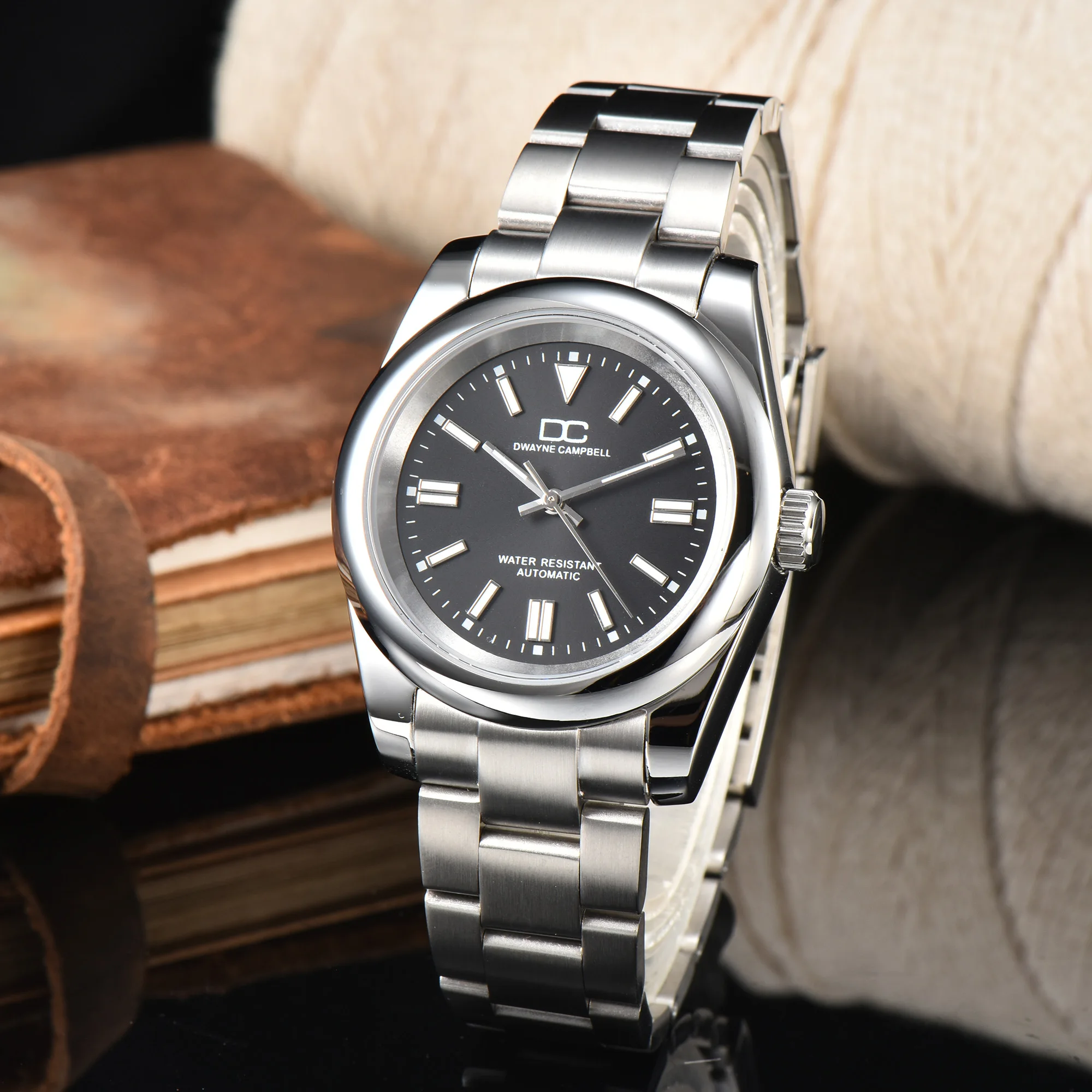 

39MM DC DIY custom automatic Men's watch Luxury sapphire glass stainless steel case NH35 movement Fashion exquisite silver watch