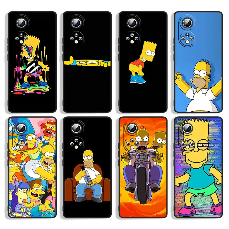 

Animation Simpsons For Huawei Honor 60 SE 50 30i 20 10i 10X 10 9X 9C 9A 8A X8 Lite Pro Black Silicone Phone Case Capa
