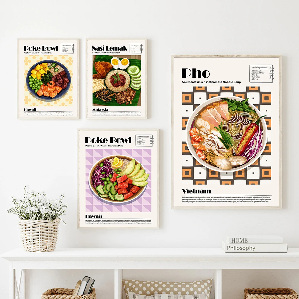 Японская кухня блюдо лапши супа Азия еды художественный постер для выставки