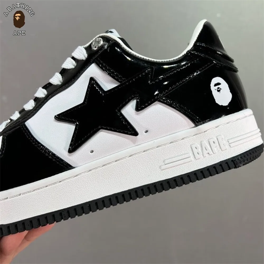A BATHING APE Air1 Force '07 Low Joint Ape Head Air Force One Men's and Women's Leisure Skateboarding Shoes Black 36
