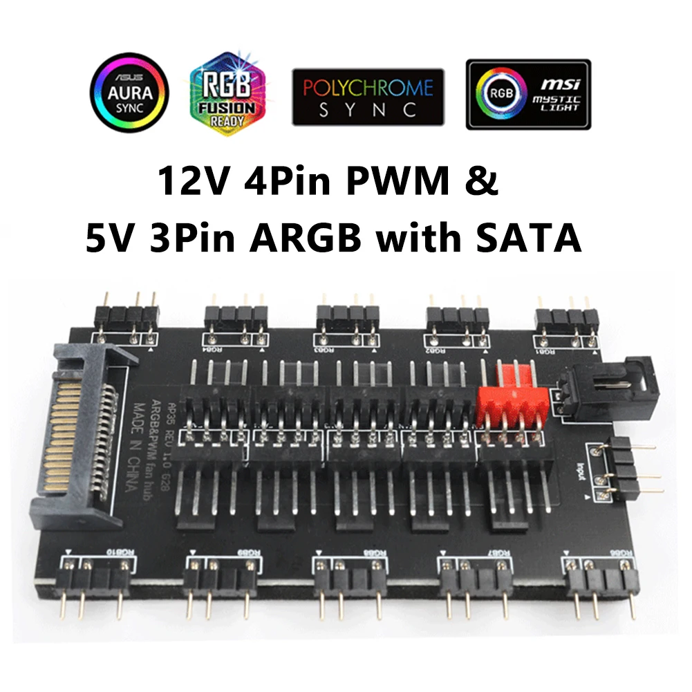5-контактный вентилятор-концентратор ARGB PWM, 12 В, 4 контакта, 5 В, 3 ...