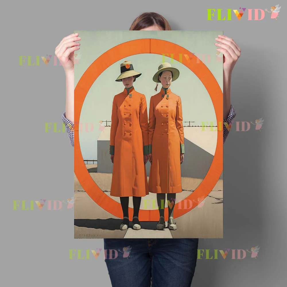 Иллюстрация Близнецы Девушка Женщина Портрет Принты Плакат Настенное Искусство