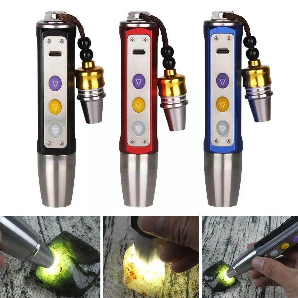 

Three Light Sources Lamp Flashlight 365/395NM Torch Ultraviolet Inspection Light UV LED Flashlight Jade Lamp Identification H5J2