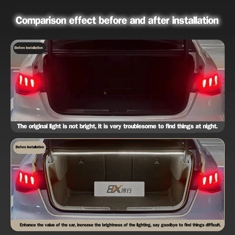 Фото Для Audi A5 A6 A7 A8 Багажник Светодиодный окружающий свет Внутреннее окружающее освещение Светодиодная гибкая полоса Багажник Модификация панели Аксессуары №2