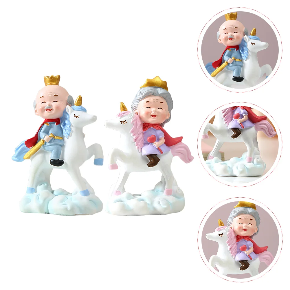 

2 Pcs Statues Elderly King Queens Decor Couple Resin Crafts Resin Craft Figure Couple Crafts For Home Valentine Desktop