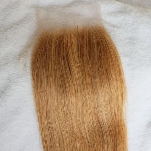 Опт # 27 Темно-медовый блондин, девственные бразильские человеческие волосы, кружевная фронтальная застежка 4x4,5x5,13x4,13x6, прозрачная фронтальная застежка