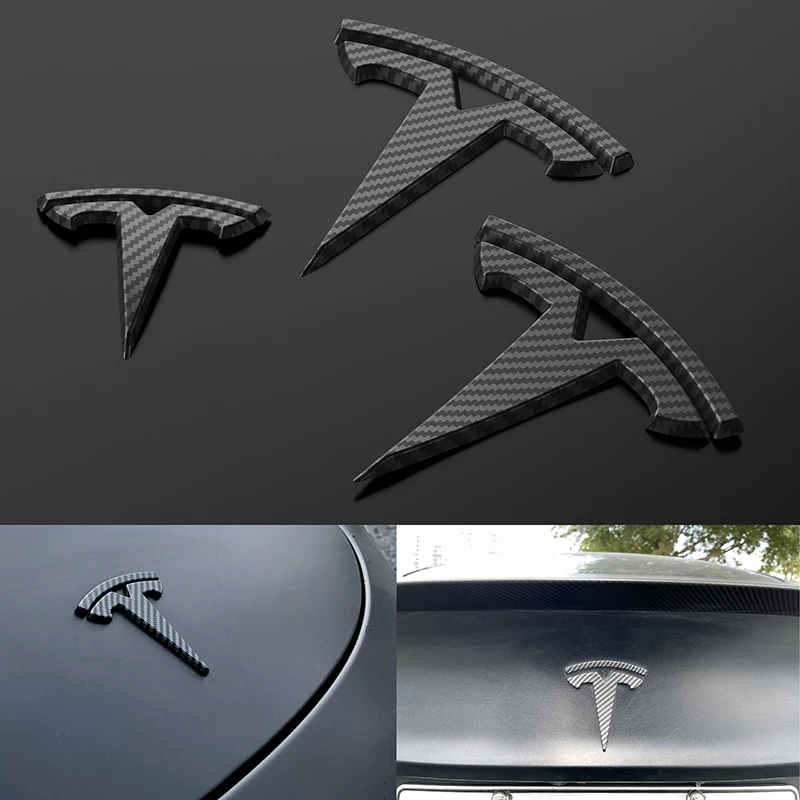 

Logo Stikers For Tesla Model Y Model 3 3Pcs Front Rear Trunk Styling Logo Emblem Matte Black Paste Car Accessories Auto Tools