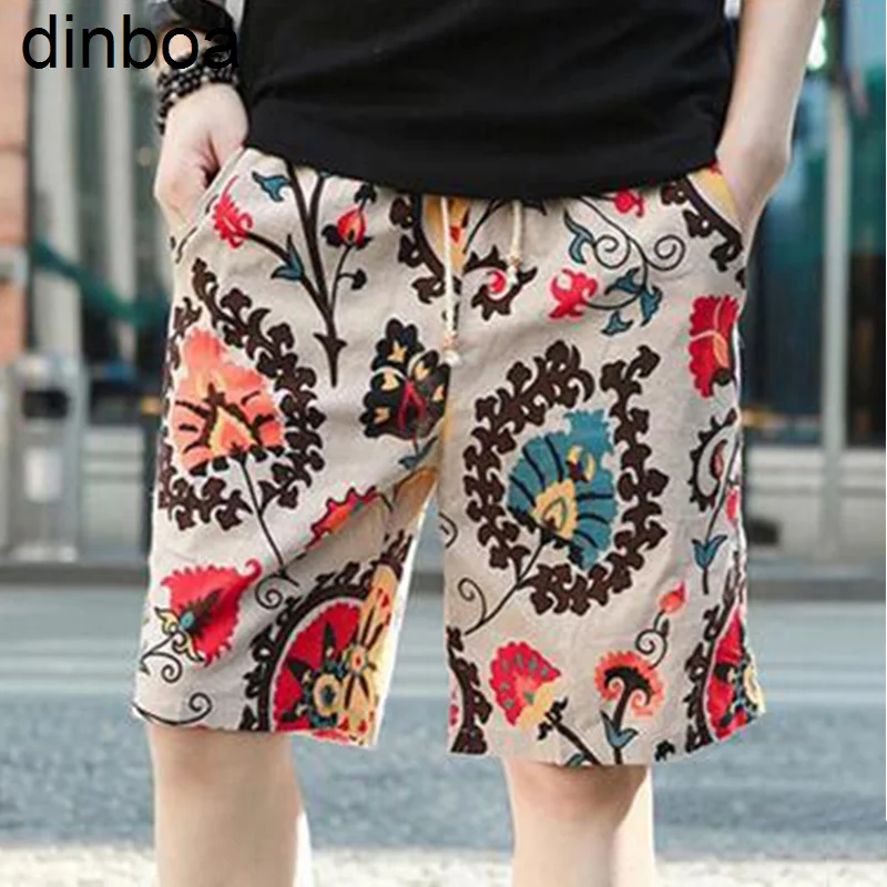 2022 Nvgtn Shorts Beach Shorts Personality Printing Summer Thin Section Breathable Comfort Casual Men's Linen Shorts Large Size