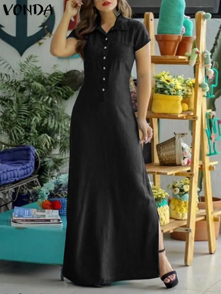 VONDA Fashion Summer Denim Dress 2022 