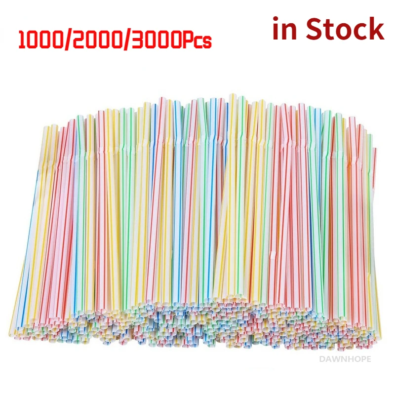 

Plastic Straws 1000/2000/3000Pcs 21cm Long Birthday Party Disposable Cocktail Drinking Straw for Bar Beverage Bent Rietje paille