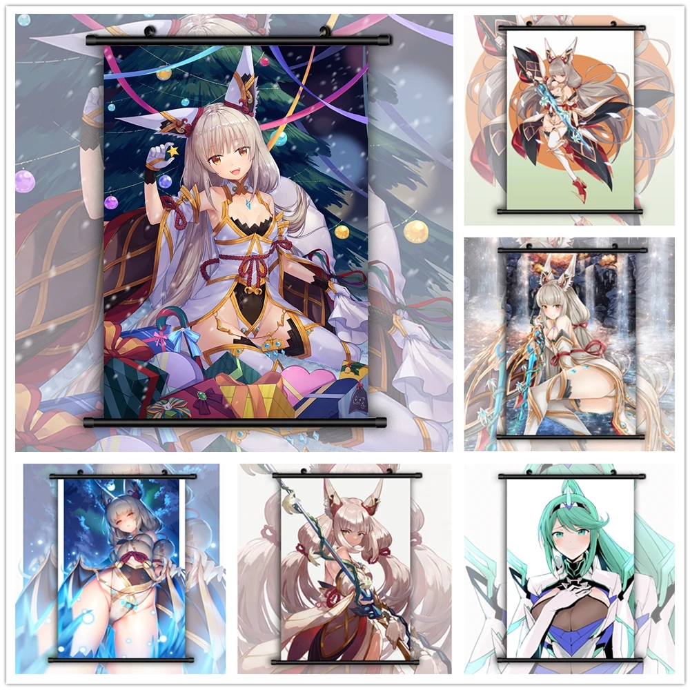 Аниме Манга на холсте, Xenoblade летопись 2 niрезера пневма, аниме постеры, Настенный декор, картина для комнаты, домашний декор