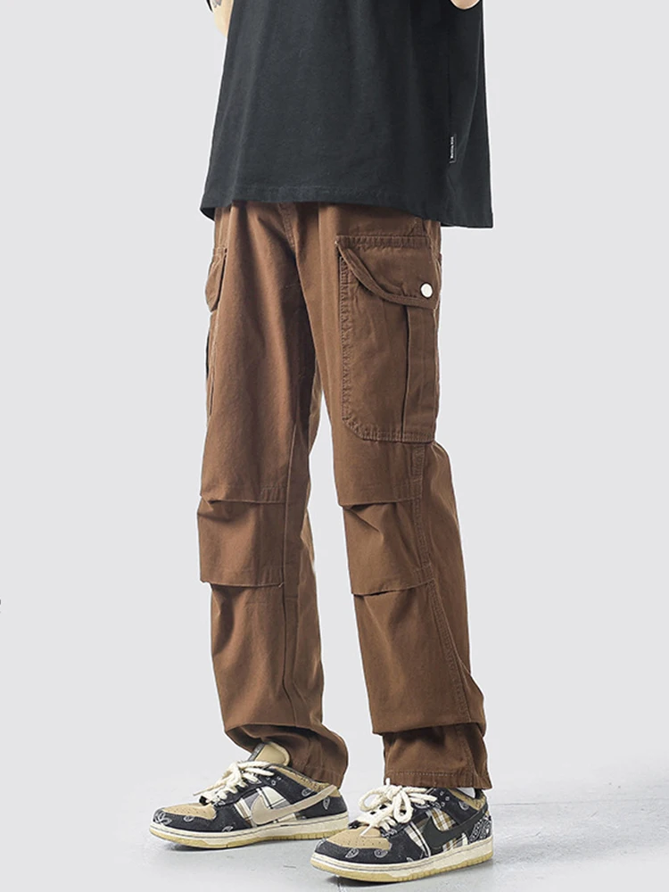 

Japanese Retro Work Pants Men's Ins Trendy High Street Casual Pants Trend Versatile Multi Pocket Straight Pants Jogger Men