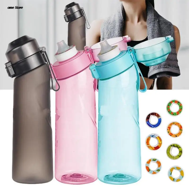 

650ml Air Flavour Water Bottle with Taste Pods Buds Fruity Extract Ring 0 Sugar 0 Calories Scent Cup Sports Drinkfles