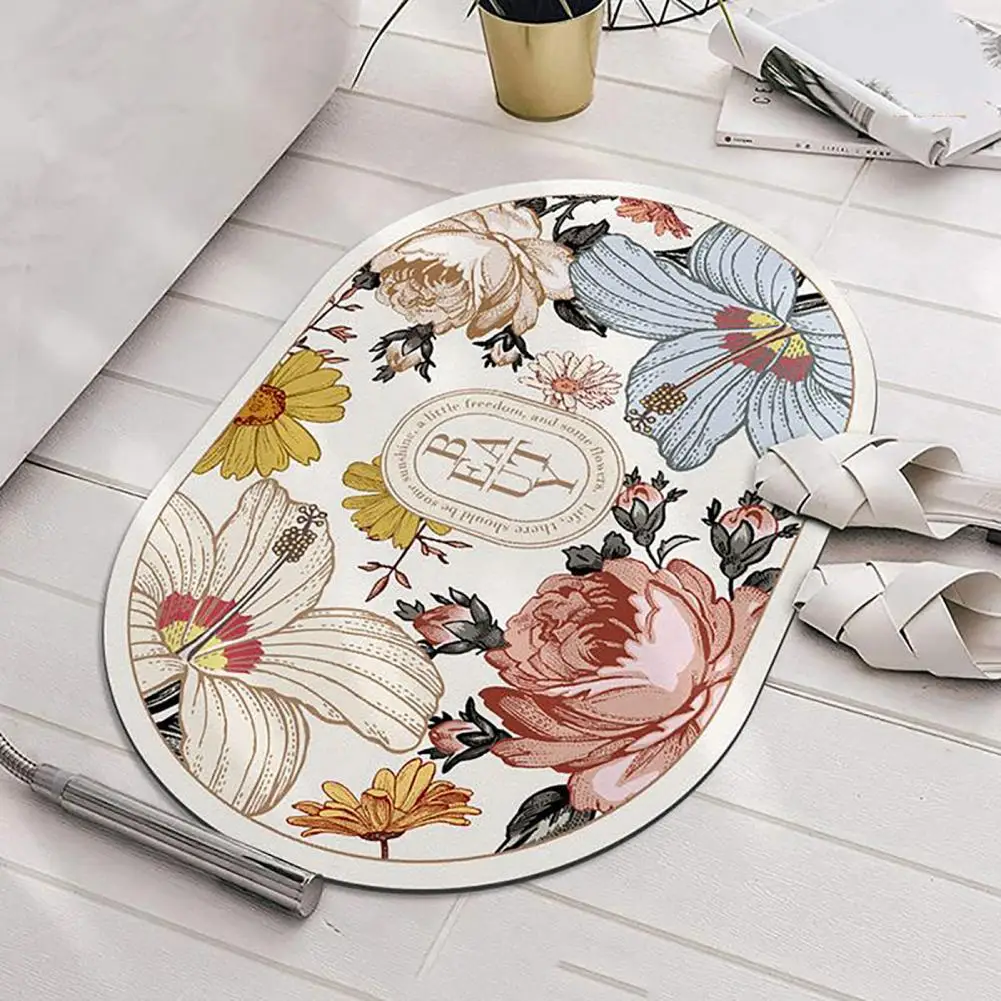 

Door Mat Attractive Polyester Super Soft Bedroom Toilet Printing Door Carpet Shower Mat Home Supplies Floor Rug Shower Mat