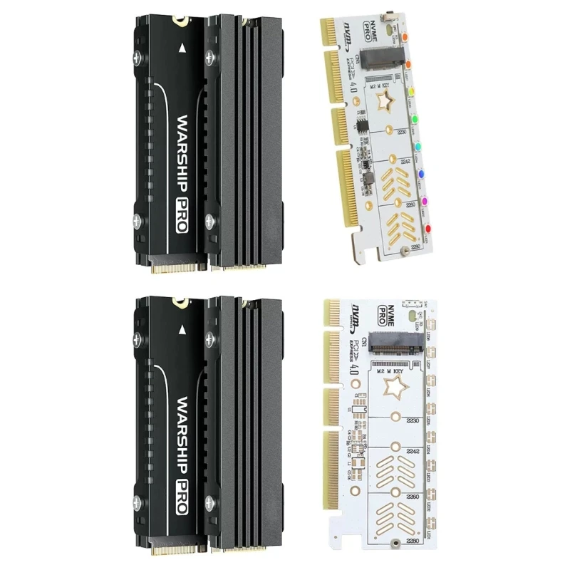 

. 2 карты адаптера SSD. 2 переходника NVME SSD в PCIE 4,0 16X, со световым индикатором для iOS и Linux