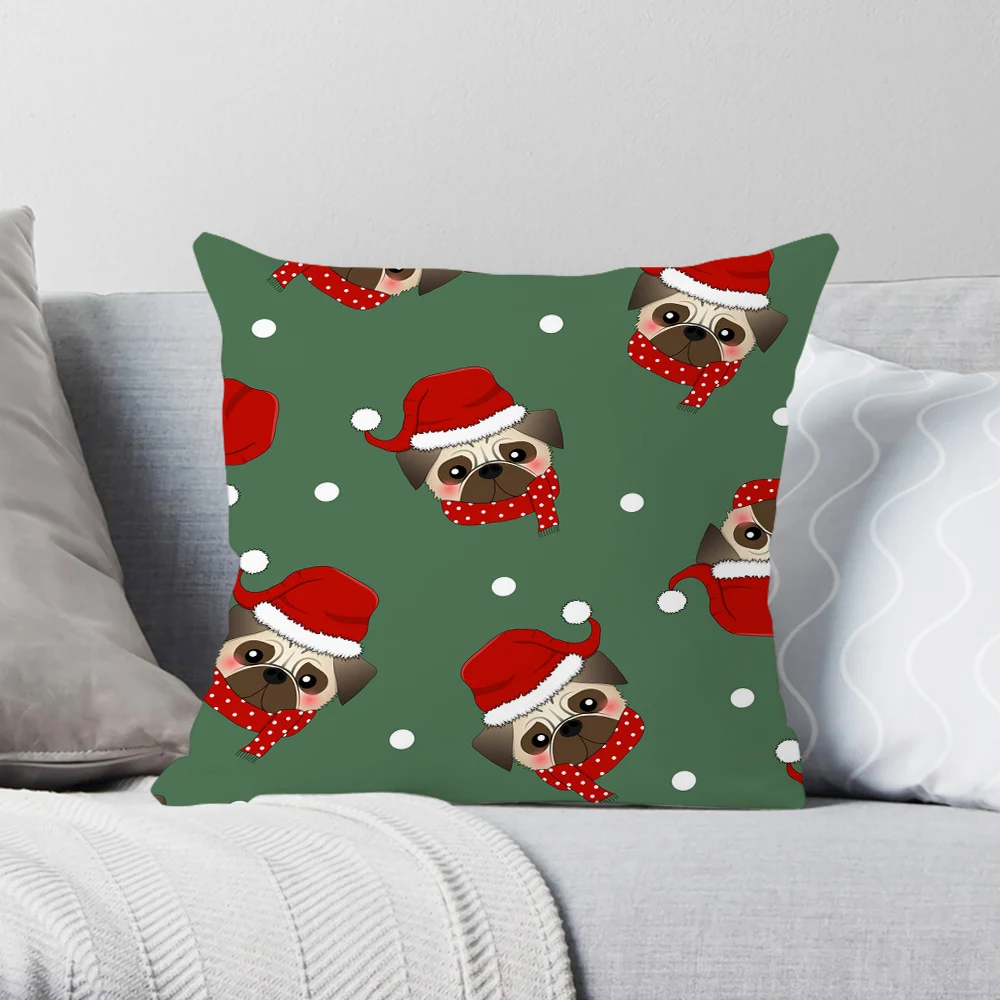 

CLOOCL Красивая наволочка для сиденья, гостиной, дивана, домашний декор, Рождественский принт бульдога, полиэстеровое постельное белье, наволо...