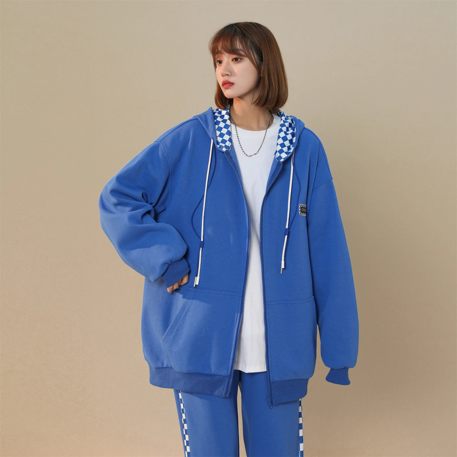 

Sportswear Women's Cardigan Autumn Loose Thin Casual Fashion Design Sense Of Niche Original Unisex Two-piece Set