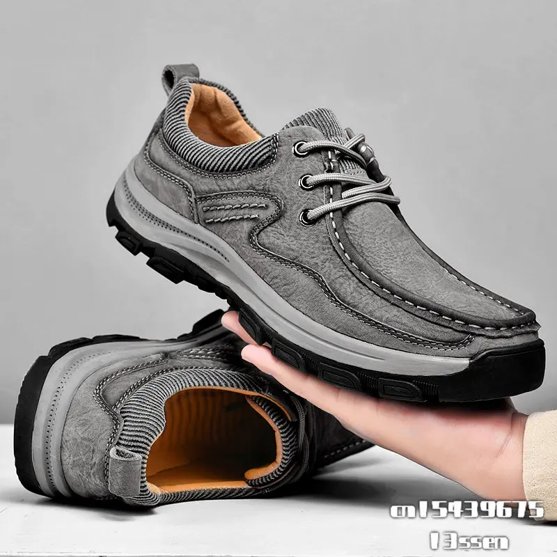 

Кроссовки мужские из натуральной кожи, Повседневная модная износостойкая Уличная обувь для отдыха