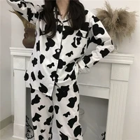 cow print pajamas for women cute nightwear sleepwear set autumn winter pyjamas girls homewear pijama mujer home clothes ladies