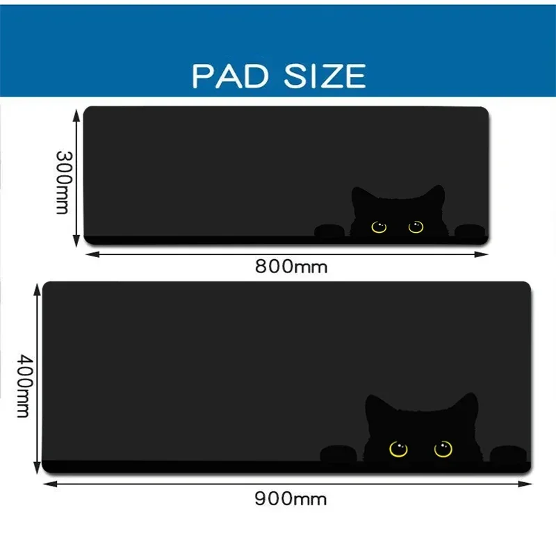 Большой игровой коврик для мыши Kawaii Black Cat Kitten 400x900 мм