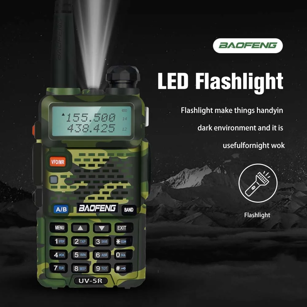 2pcs Walkie Talkie Baofeng UV-5R Two Way Radio Dual Band Ham CB Radio 128CH VHF UHF 136-174MHz & 400-520MHz 2PCS Pofung Intercom