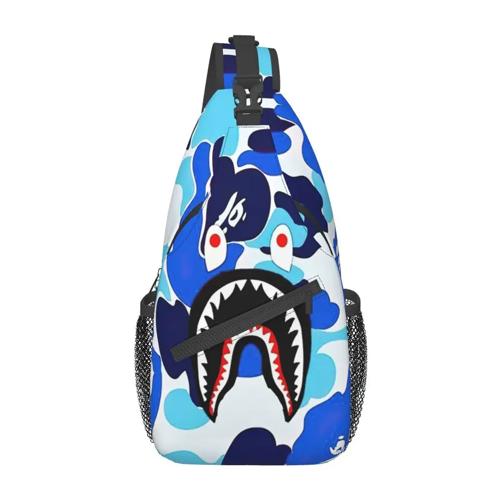 

Dark Shark Camo Camouflage Sling Crossbody Backpack Men Custom Fashion Shoulder Chest Bag for Traveling Daypack