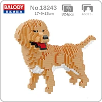 animal world golden retriever dog pet model diy mini diamond blocks bricks building toy for children gift no box
