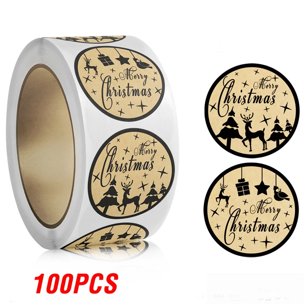 

Рождественские наклейки из крафт-бумаги