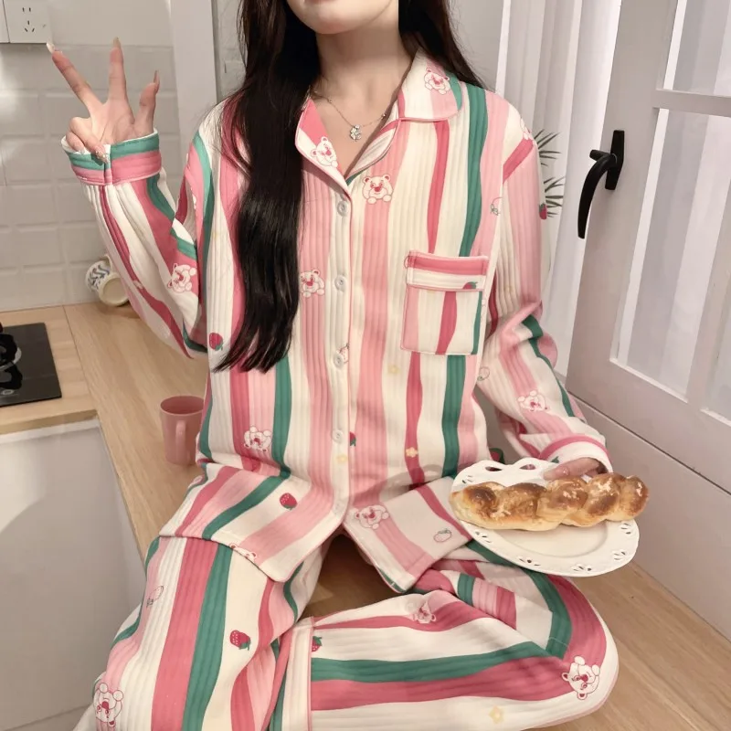 Осенне-зимняя новая утолщенная ежемесячная одежда пижамы для беременных