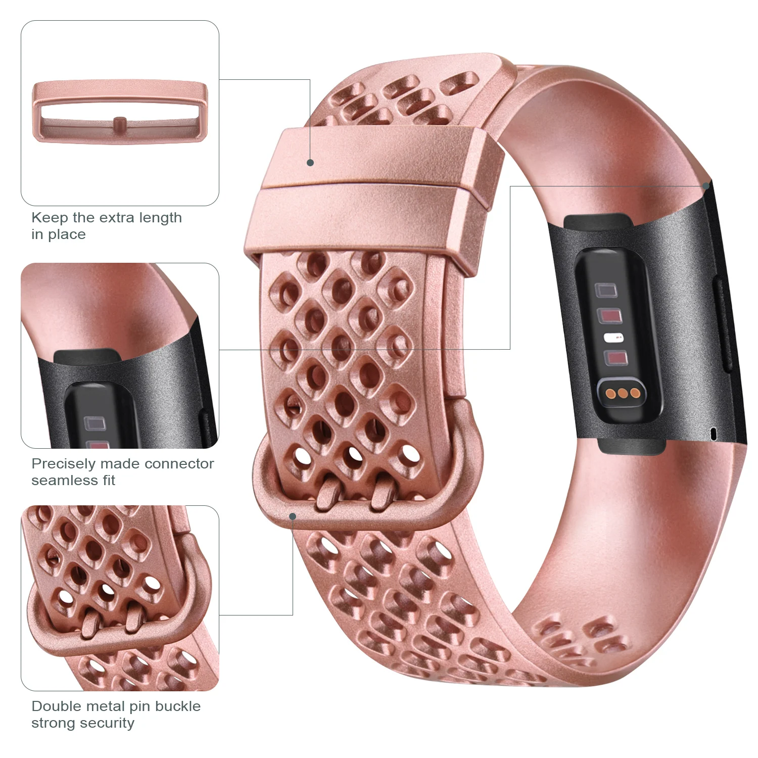 Sport Silicone Strap For Fitbit Charge 4 / Charge 3 / Charge 3 SE Band Waterproof Breathable Holes Watchband For Fitbit Charge 4