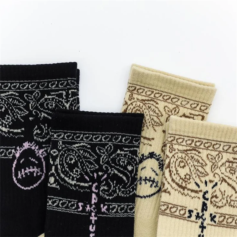3 Pairs/box Men Socks Skate Crew Socks Women Sport TS Cactus Jack Bandanas Socks Streetwear Luxury Socks With print