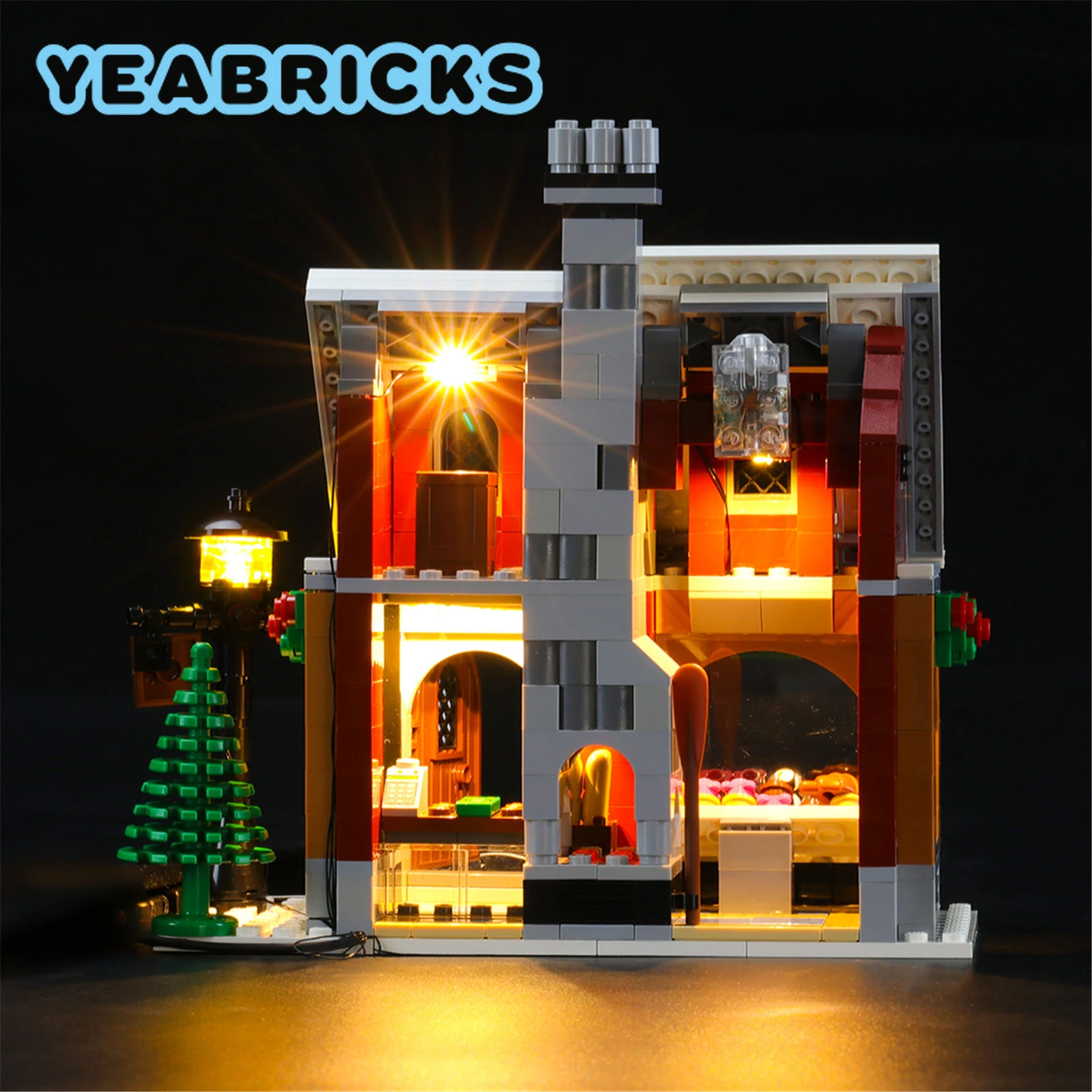 YEABRICKS набор со светодиодной подсветкой для 10216 г. Зимняя деревня хлебобулочные