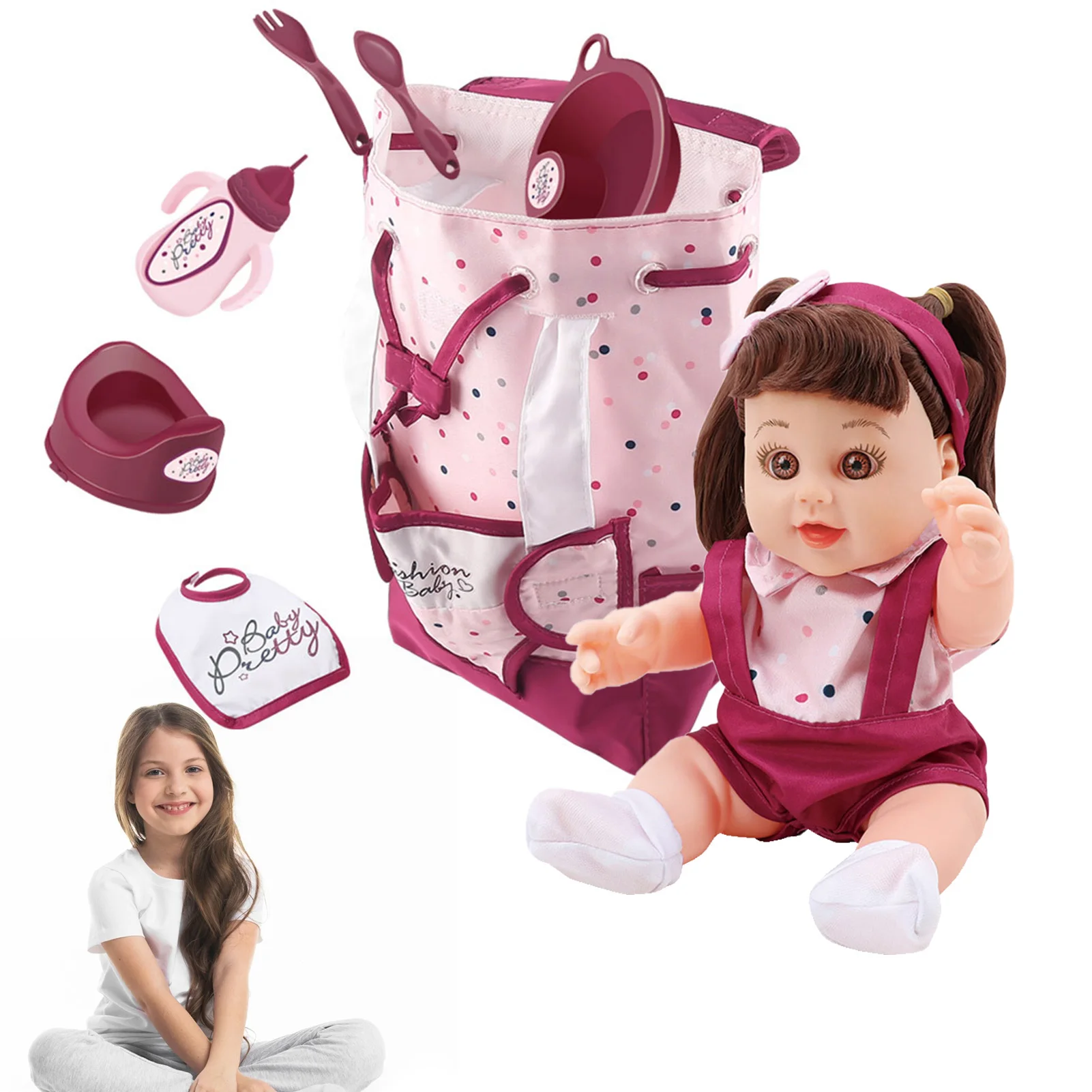 

Реалистичные куклы для новорожденных, детские куклы, которые выглядят очень мило, кукла для малышей, реально выглядящие детские куклы, розовый наряд с аксессуарами