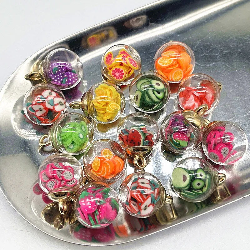 Ful Polymer Clay Transparent Ball Glass Charms Pendant Find Hair Accessories Jewelry Charms Earring