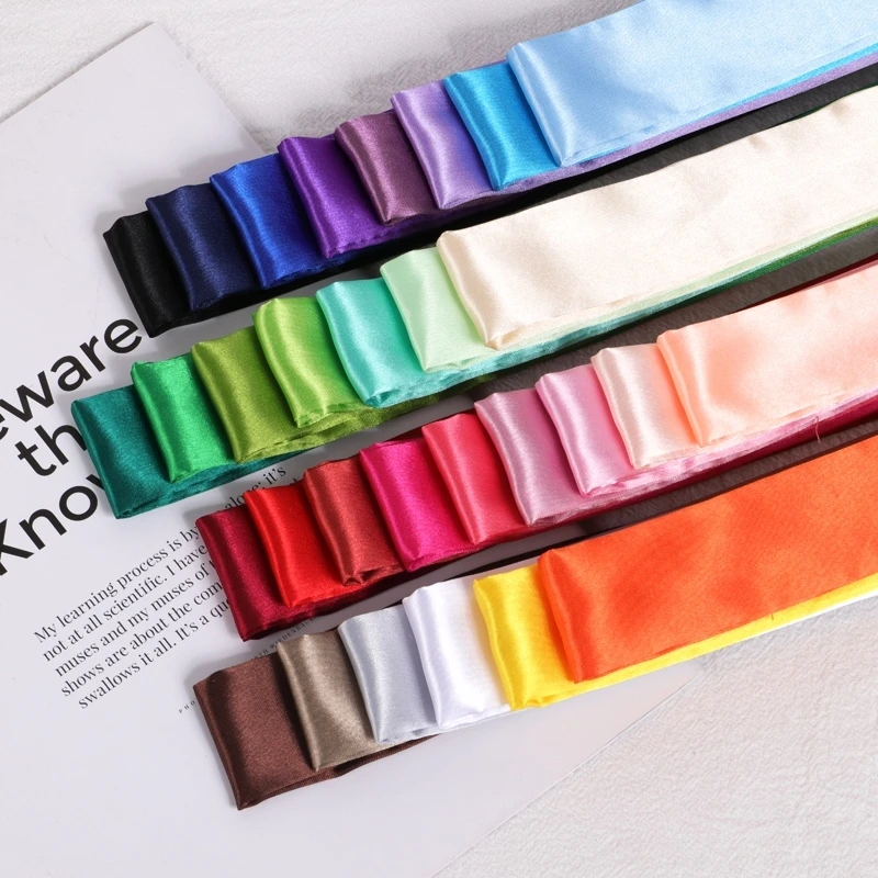 Однотонный монохромный Тонкий Узкий Шелковый шарф модный подходящий ко всему