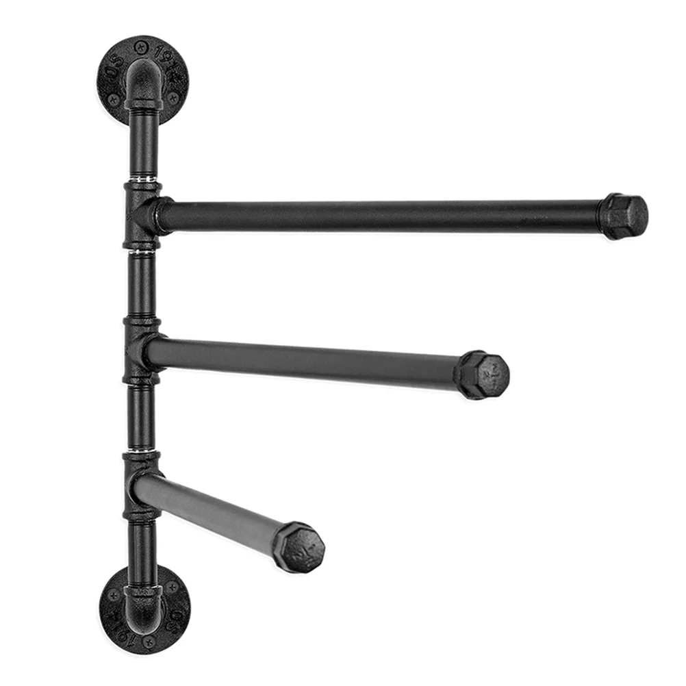 

Towel Rack Wall Mounted Shelves Storage Industrial Pipe Holder Tube 3-Bar Rod Rustic Heavy Duty Tower Iron Racks Swivel