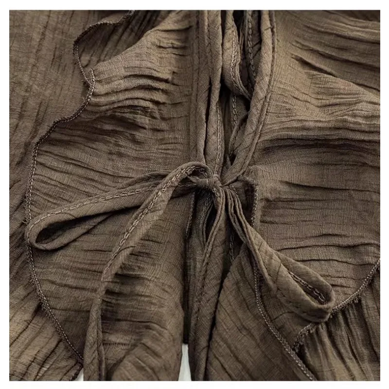 Женские рубашки в стиле ретро с оборками по краям шифоновые блузки на завязках