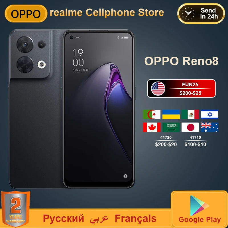 

New OPPO Reno 8 Reno8 5G Mobile Phone 6nm Dimensity 1300 80W SuperVOOC 50MP Triple Camera 6.43‘’ OLED Display NFC Smartphone