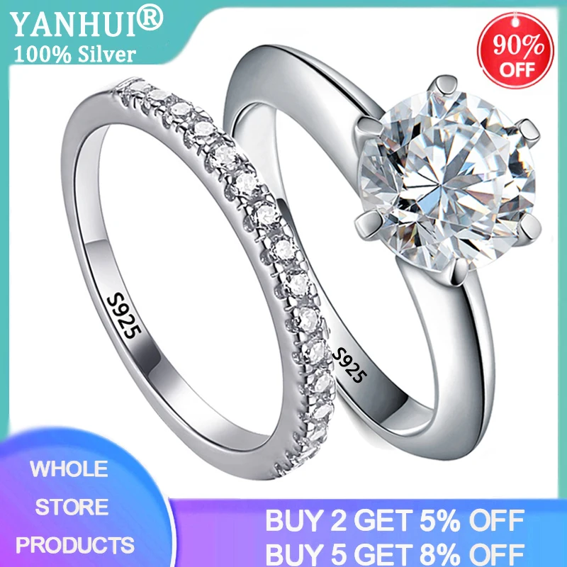 

Vintage 18K White Gold Color Diamond Ring Tibetan Silver S925 Engagement Wedding Band Rings for Women Bridal Party Jewelry