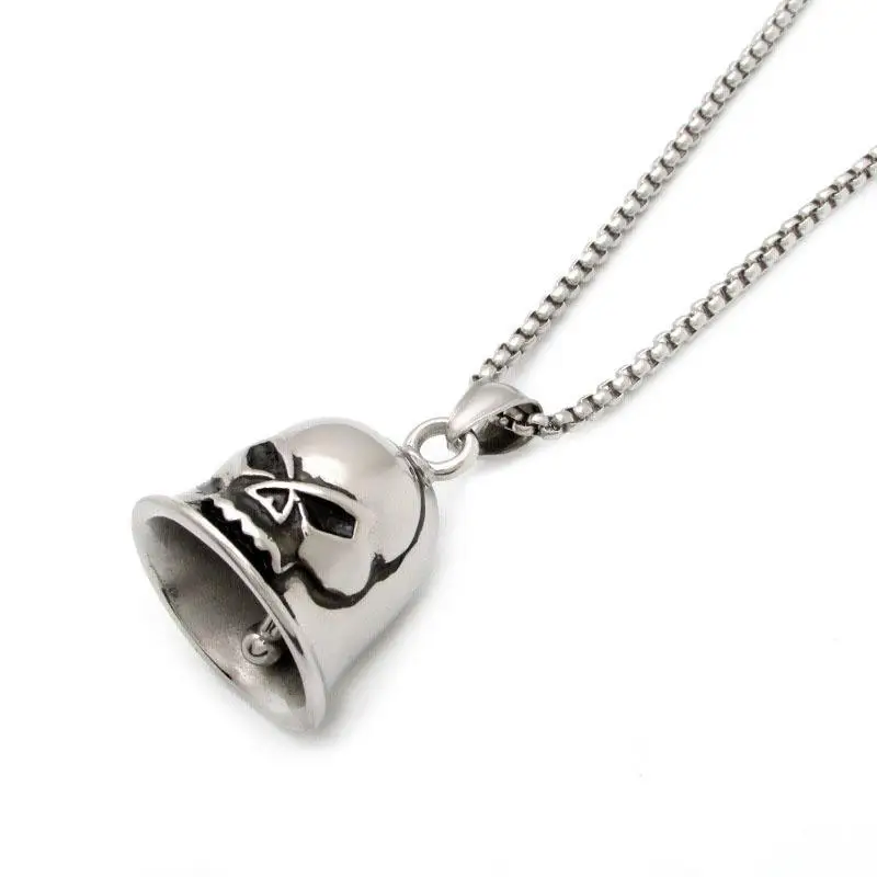 

Fashion Gothic Skull Pattern Bell Punk Rock Motorcycle Pendant Necklaces for Men Personality Jewelry Gift
