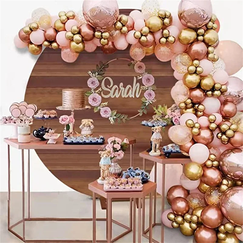 

150pcs Pink Balloon Garland Arch Kit Rose Gold Confetti Balloons Rustic Wedding Birthday Party Decoration Girl Baby Shower Decor