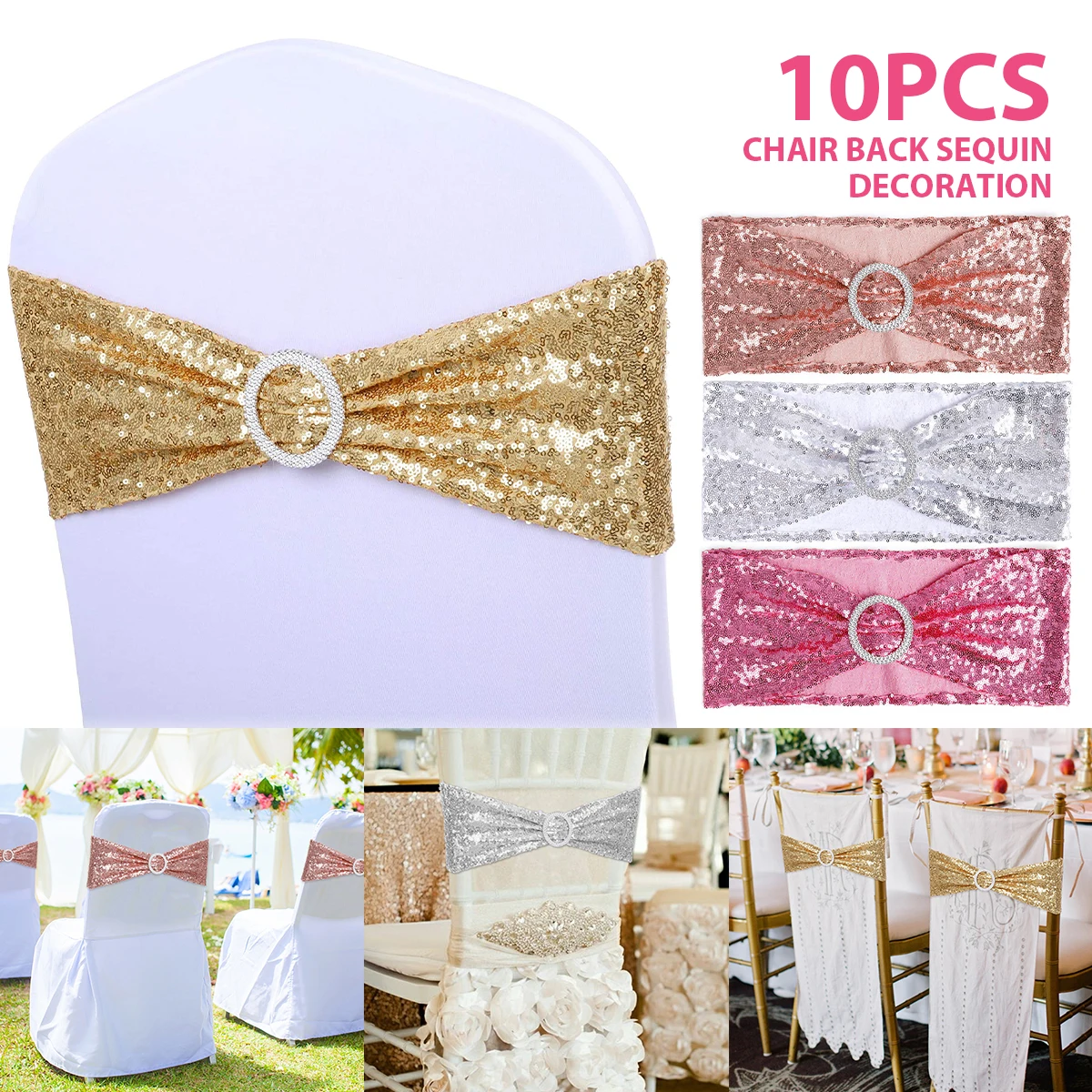 

Круглая повязка на стул с блестками, элегантная декоративная повязка на стул премиум-класса с блестками