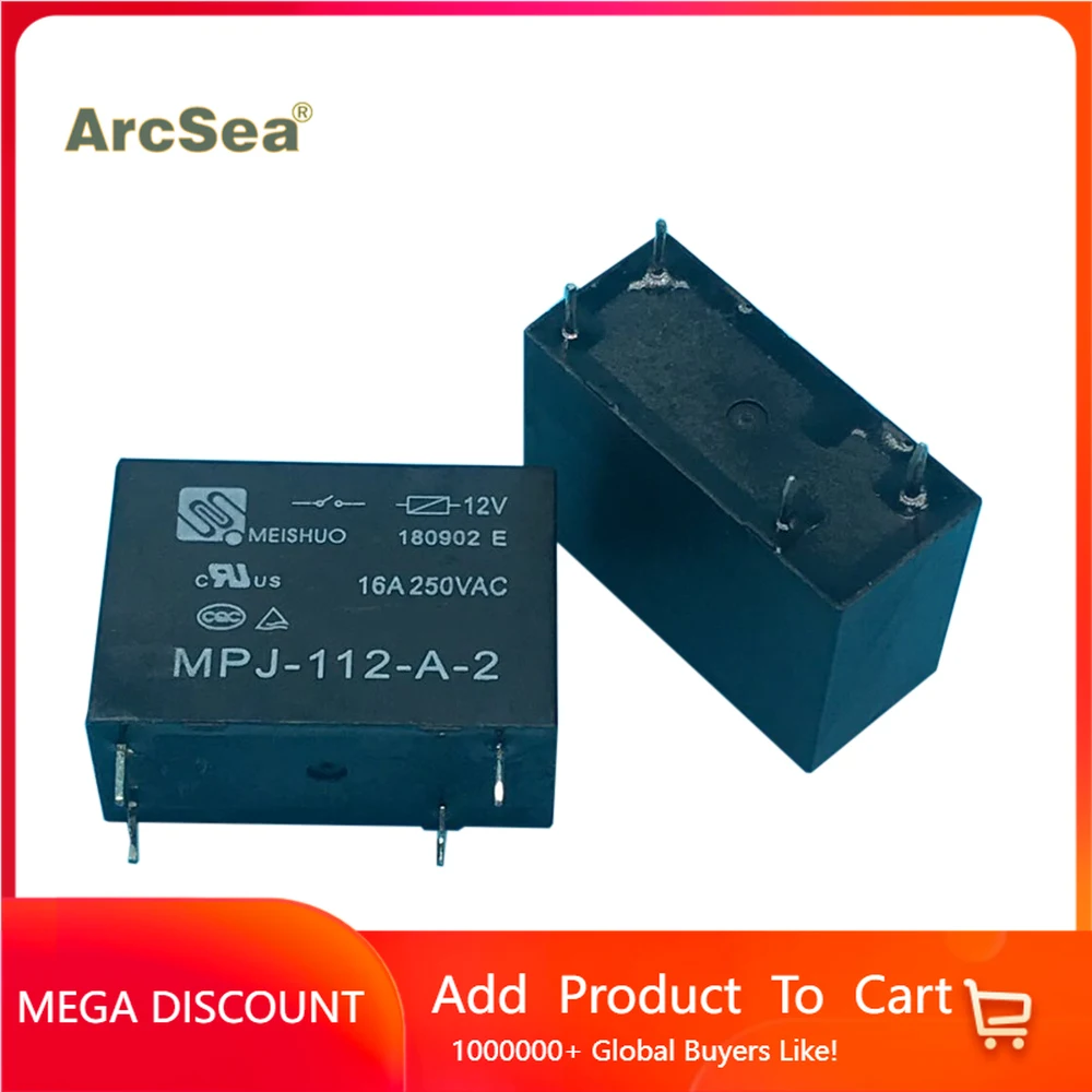 

Relay MPJ-112-A-2 12VDC 16A scattered new genuine 4-pin relay 5PCS -1lot