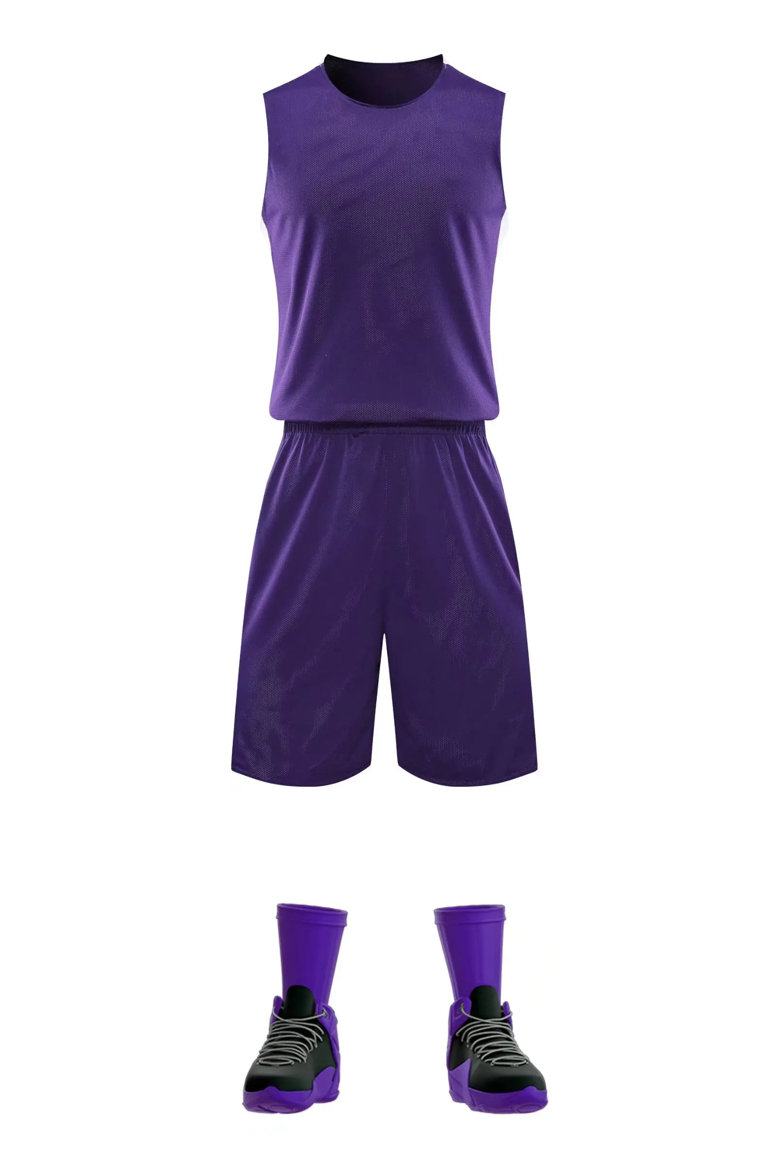 

Комплект спортивной одежды, комплект одежды, двусторонняя баскетбольная майка с коротким рукавом фиолетового и белого цветов