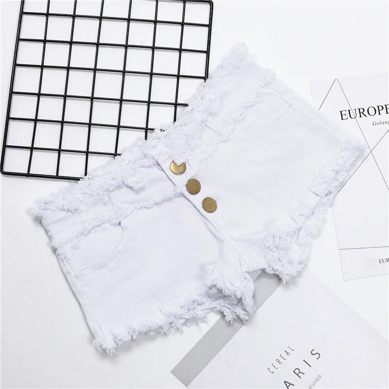 High Elastic Cotton Tight Slim Low Waist Shorts Wool Fringe Wash Sexy Polo Dance Nightclub Women's Micro Shorts